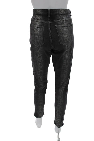 Elie Tahari Women Skinny High Rise Gray Animal Print Cotton Blend Jeans Size 31