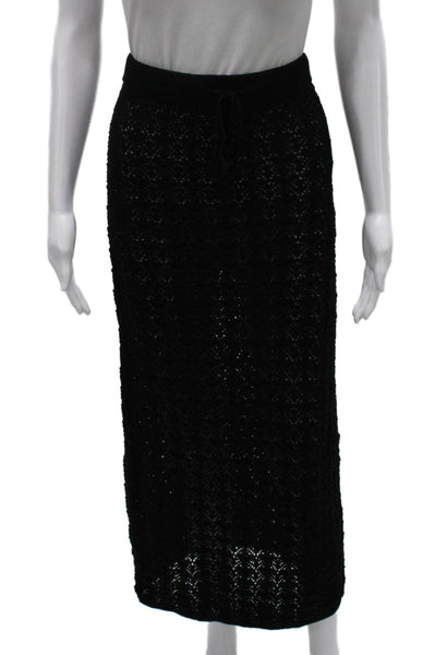 L Space Womens Black Maxi Skirt Polyester Drawstring Size XL