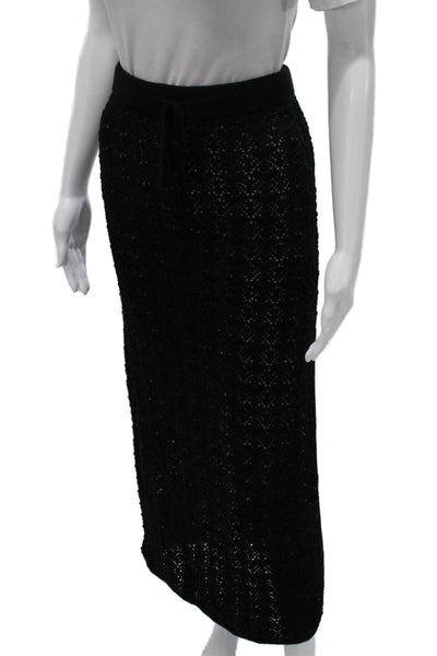 L Space Womens Black Maxi Skirt Polyester Drawstring Size XL