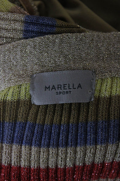 Marella Womens Maxi Striped V-Neck Button Viscose Dress Sleeveless Size L