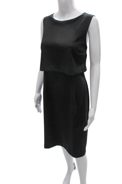 Trina Trina Turk Women Sheath Dress Gray Sleeveless Boat Neck Mid-Calf Size 14