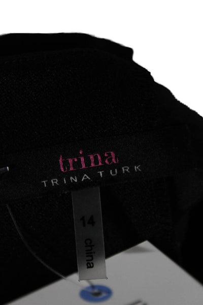 Trina Trina Turk Women Sheath Dress Gray Sleeveless Boat Neck Mid-Calf Size 14