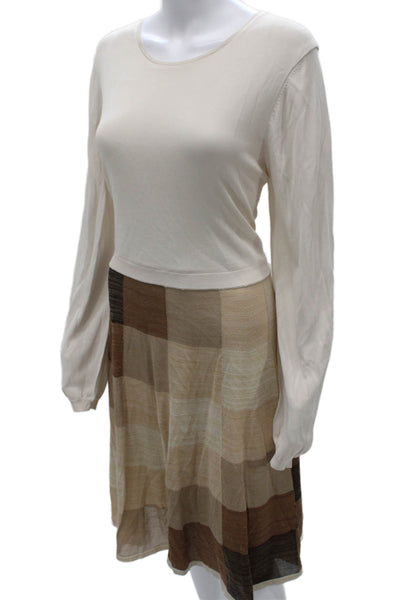 Trina Turk Womens Ivory Check Sweater Dress Long Sleeve Size XL
