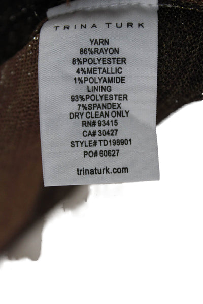 Trina Turk Womens Ivory Check Sweater Dress Long Sleeve Size XL