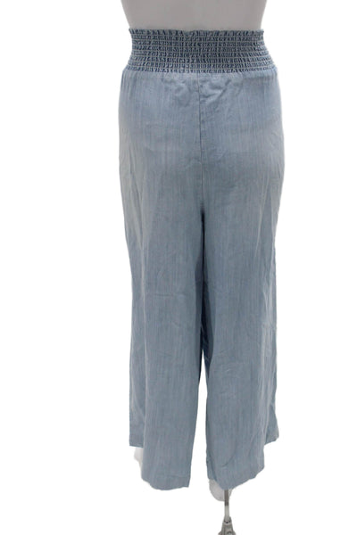 Bella Dahl Womens Cropped Blue Tencel Lyocell Pants Pull On Size L