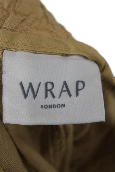 Wrap Womens Cargo Pants Beige Linen Button 25 Inseam Size 14