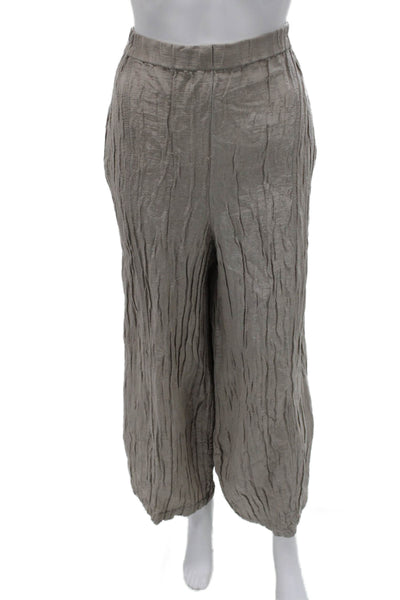Grizas Womens Ankle Linen Pull On Pants Beige Size L