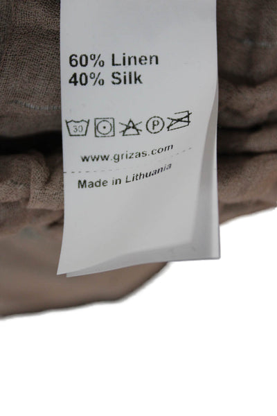 Grizas Womens Ankle Linen Pull On Pants Beige Size L