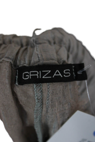 Grizas Womens Ankle Linen Pull On Pants Beige Size L