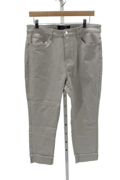 Joseph Ribkoff Womens Beige Ankle Jeans Cotton Button Size 14