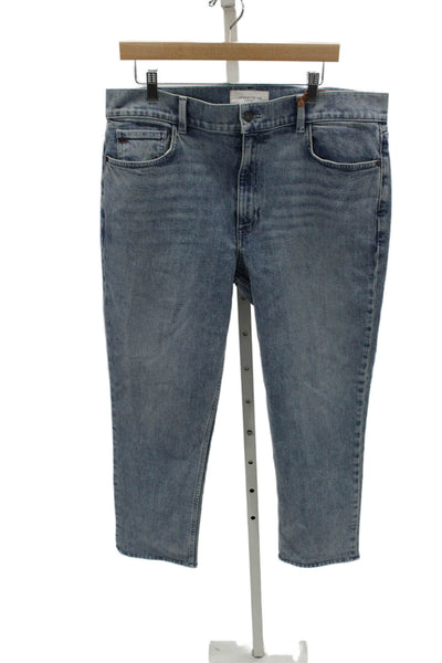 Lafayette 148 New York Women High Rise Straight Jeans Blue Cotton Blend Size 32