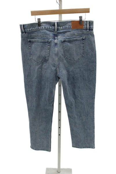 Lafayette 148 New York Women High Rise Straight Jeans Blue Cotton Blend Size 32