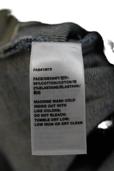 Lafayette 148 New York Women High Rise Straight Jeans Blue Cotton Blend Size 32