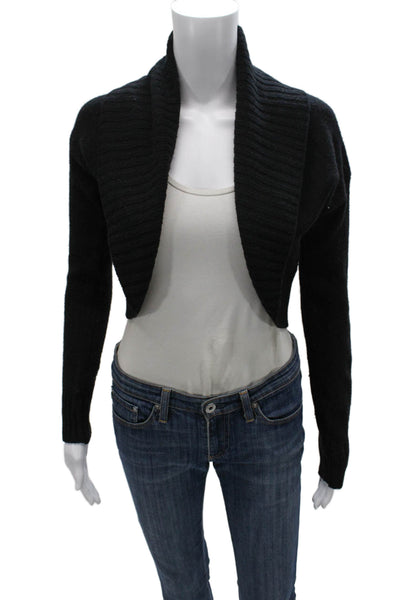 Max Mara Women Wool Shrug Sweater Collared Long Sleeve Black Size S