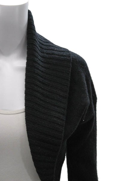 Max Mara Women Wool Shrug Sweater Collared Long Sleeve Black Size S