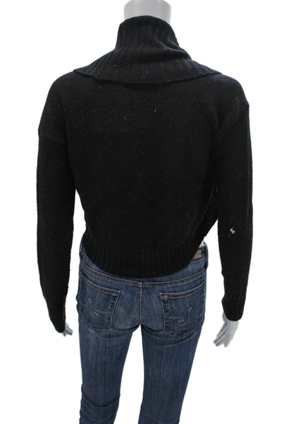 Max Mara Women Wool Shrug Sweater Collared Long Sleeve Black Size S
