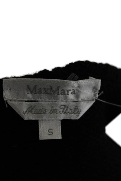Max Mara Women Wool Shrug Sweater Collared Long Sleeve Black Size S
