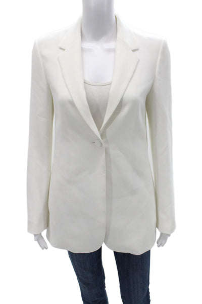 Theory Womens Blazer White Triacetate Long Sleeve Size 4