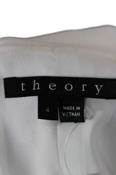 Theory Womens Blazer White Triacetate Long Sleeve Size 4