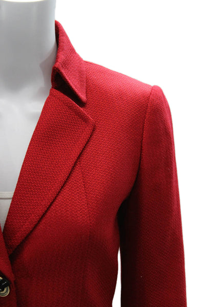 Tahari Women Blazer Red Polyester 3/4 Sleeve Size 2