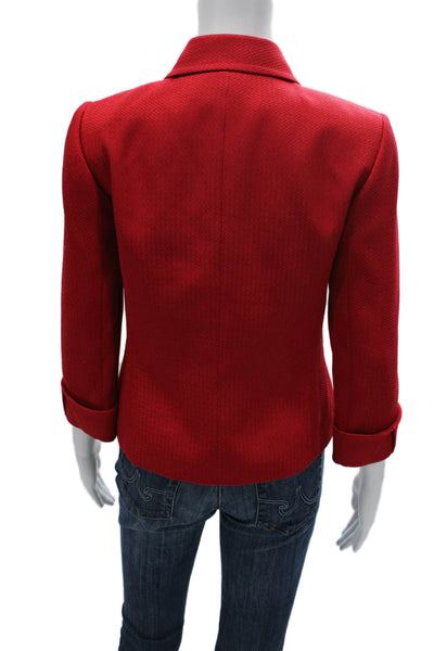 Tahari Women Blazer Red Polyester 3/4 Sleeve Size 2