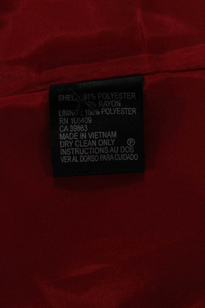 Tahari Women Blazer Red Polyester 3/4 Sleeve Size 2
