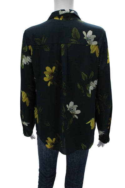 Ted Baker Women Green Floral Collared Button Long Sleeve Blouse Size 2