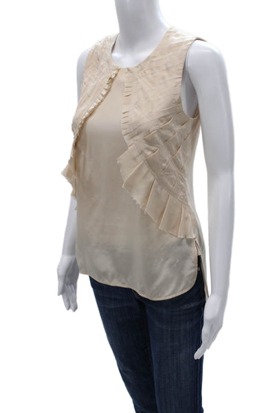 Boss Hugo Boss Women Beige Silk Sleeveless Round Neck Blouse Size 2