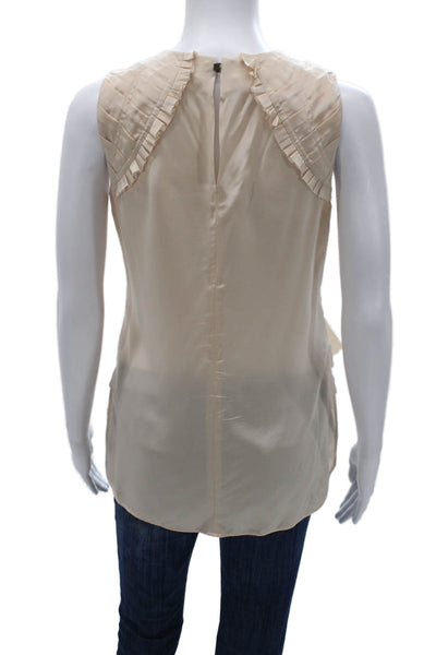 Boss Hugo Boss Women Beige Silk Sleeveless Round Neck Blouse Size 2