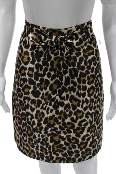 J Crew Womens Animal Print Polyester Short Straight Pencil Skirt Zip Size 4