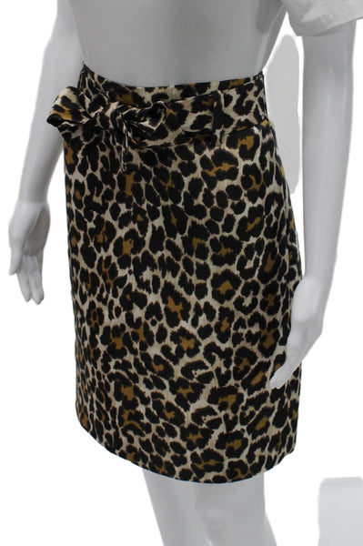 J Crew Womens Animal Print Polyester Short Straight Pencil Skirt Zip Size 4