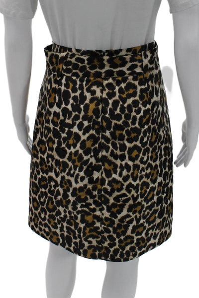 J Crew Womens Animal Print Polyester Short Straight Pencil Skirt Zip Size 4