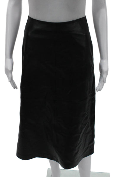 MNG Women Straight Pencil Leather Skirt Black Zip Closure Size XS