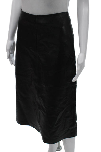 MNG Women Straight Pencil Leather Skirt Black Zip Closure Size XS