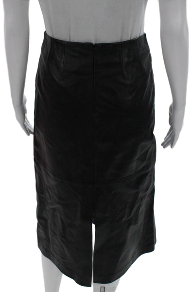MNG Women Straight Pencil Leather Skirt Black Zip Closure Size XS