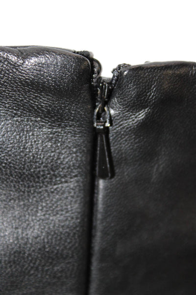 MNG Women Straight Pencil Leather Skirt Black Zip Closure Size XS