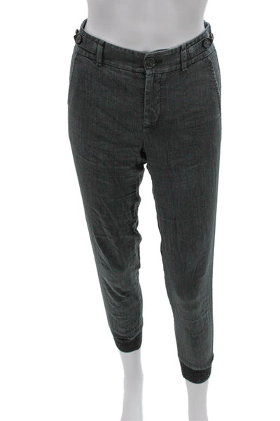 Vince Womens Ankle Linen Pants Gray Button Size 0
