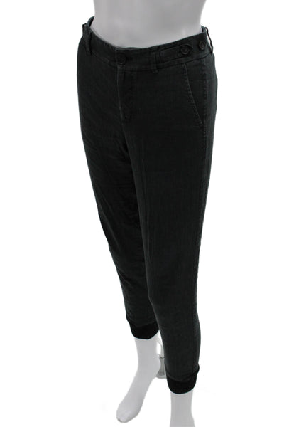 Vince Womens Ankle Linen Pants Gray Button Size 0