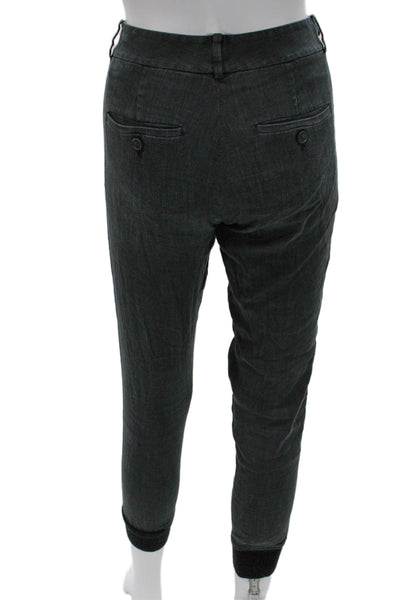 Vince Womens Ankle Linen Pants Gray Button Size 0