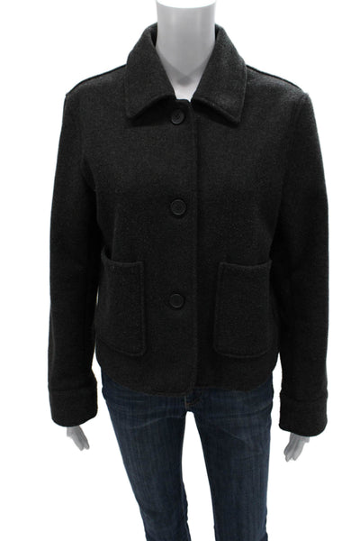 Zara Women Basic Jacket Gray Long Sleeve Button Polyester Size S