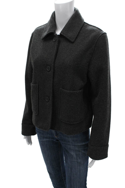 Zara Women Basic Jacket Gray Long Sleeve Button Polyester Size S