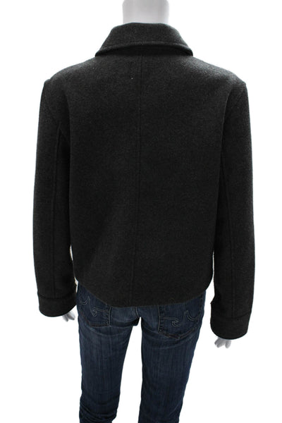 Zara Women Basic Jacket Gray Long Sleeve Button Polyester Size S