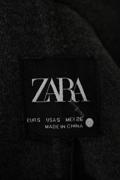 Zara Women Basic Jacket Gray Long Sleeve Button Polyester Size S