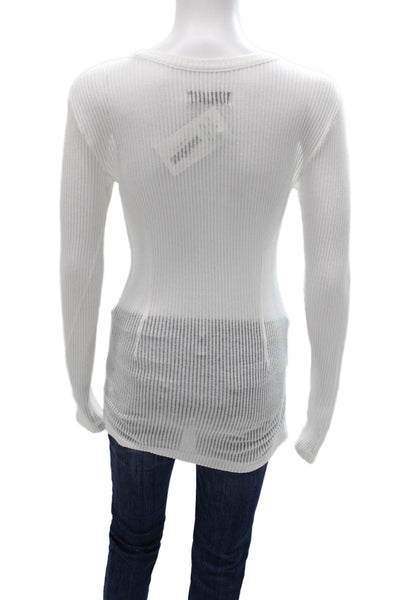 Rag & Bone Women Tunic Top White Cotton Long Sleeve Round Neck Size S