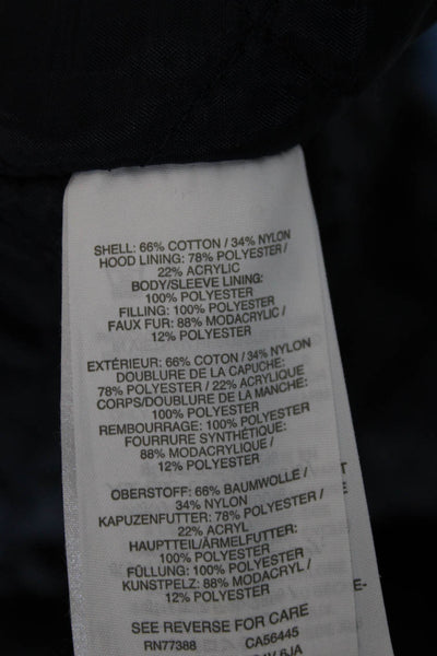 J Crew Womens Parka Black Long Sleeve Zip Cotton Blend Size XS