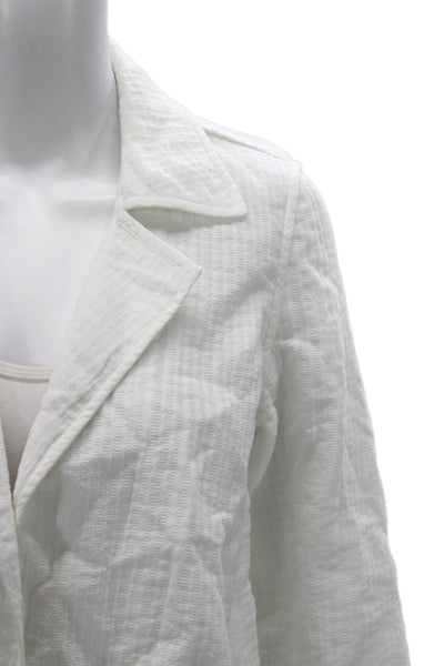 Lafayette 148 New York Women Striped Basic Jacket White Nylon Longsleeve Size S