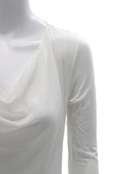 Velvet Women White Rayon Cowl Neck Long Sleeve Basic Blouse Size XS