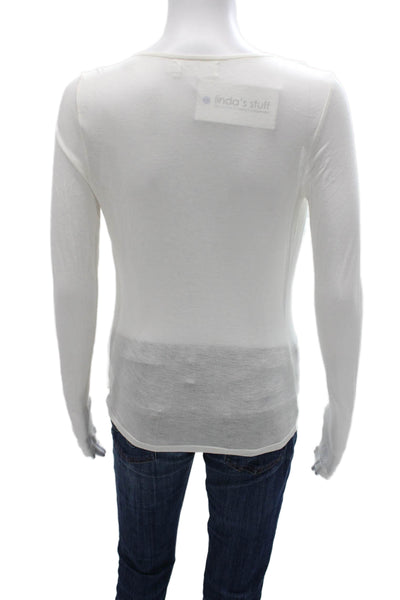 Velvet Women White Rayon Cowl Neck Long Sleeve Basic Blouse Size XS