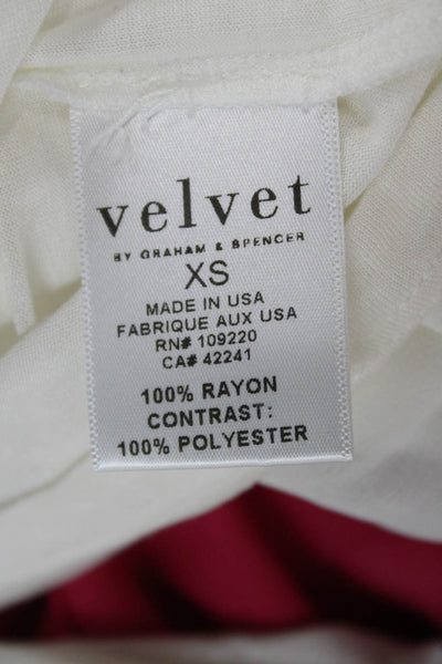 Velvet Women White Rayon Cowl Neck Long Sleeve Basic Blouse Size XS