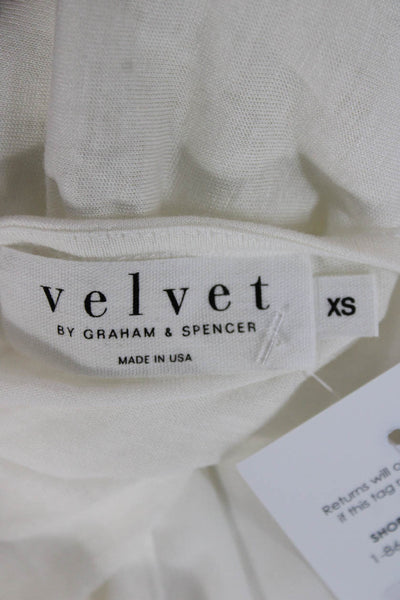 Velvet Women White Rayon Cowl Neck Long Sleeve Basic Blouse Size XS